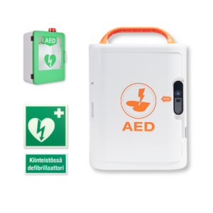 Defibrillaattoripaketti: Mediana A16, sireenikaappi ja opasteet